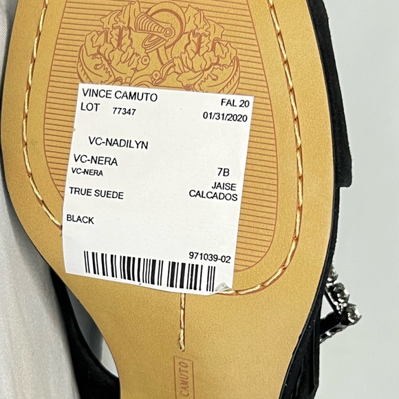 Vince Camuto ~ Black Suede ~ Strappy Sandal ~ Chunky Heel ~ Store Sample ~ NEW - Picture 5 of 6